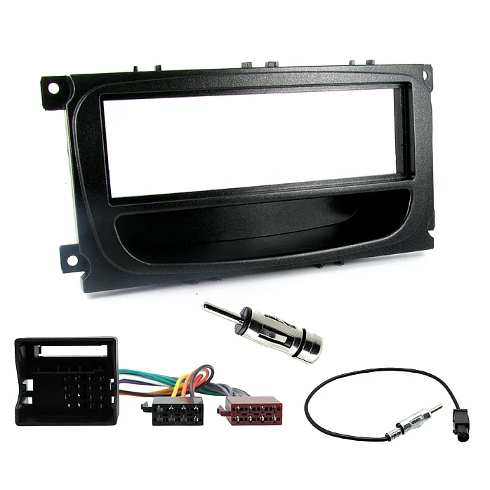 Ford C-Max, Focus, Galaxy, Mondeo, S-Max Stereo Black Single Din Fascia Wiring Fitting Kit