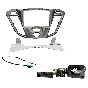 Ford Transit Custom 2012-2021 Phoenix Silver Double Din Car Stereo Fascia Stalk Antenna Kit