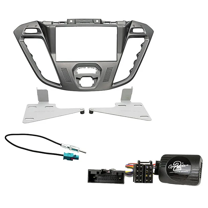 Ford Transit Custom 2012-2021 Phoenix Silver Double Din Car Stereo Fascia Stalk Antenna Kit