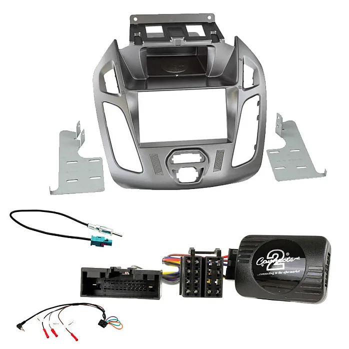 Ford Transit Connect 2013 > (Phoenix Matt Silver Double Din Fascia / Steering / Antenna Kit