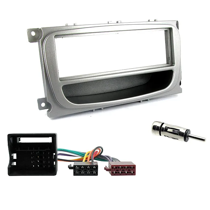Ford Car Stereo Radio Single Din Fascia Adaptor, Wiring Fitting Kit (Silver)