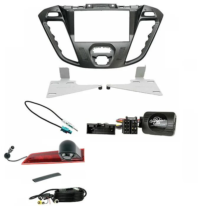 Ford Transit Custom 2012-2021 Pegasus Double Din Fascia Stalk Antenna Rear View Camera Kit