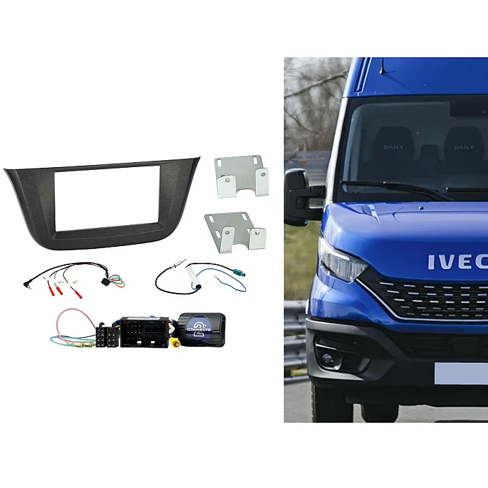 CTKIV02 Iveco Daily 2020 Onwards Gloss Black Double Din Car Stereo Fascia Fitting Kit