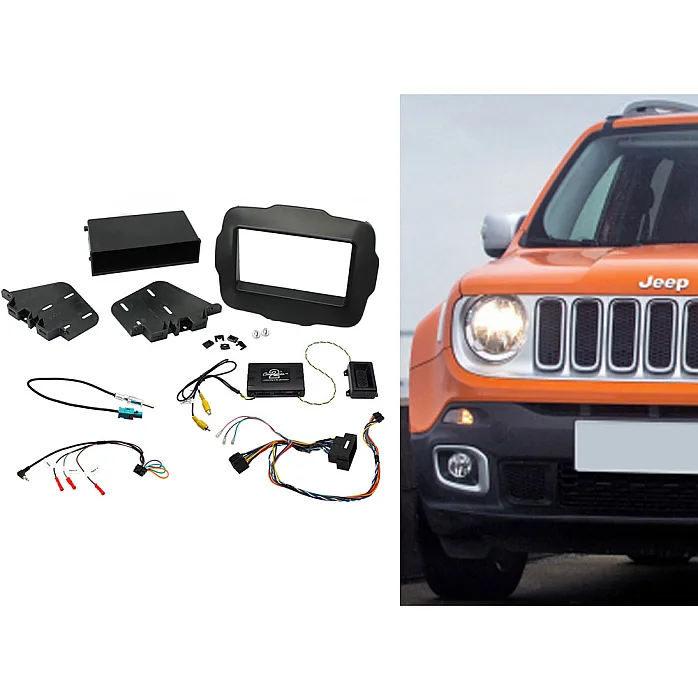 CTKJP01 Jeep Renegade 2015 - 2021 Black Double Din Car Stereo Fascia Fitting Kit