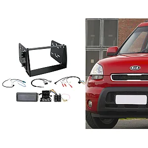 CTKKI09 Kia Soul 2009 - 2011 Amp Matt Black Double Din Car CD Stereo Fascia Fitting Kit