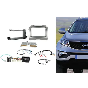CTKKI13 Kia Sportage 2010-2015 Non Amp Light Grey Metallic Double Din Stereo Fascia Fitting Kit