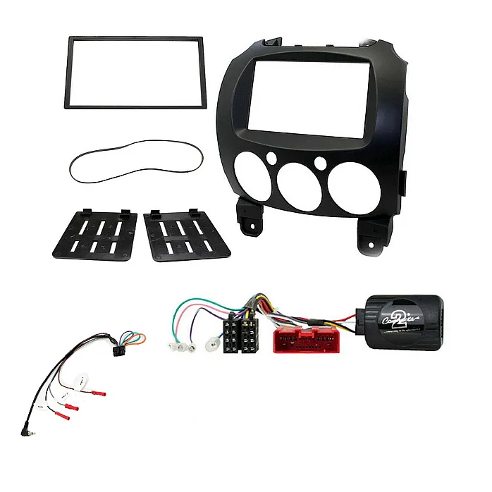 Mazda 2 Non-Bose 2008-2014 Car CD Stereo Double Din Fitting Kit, Fascia, Steering Wheel Control