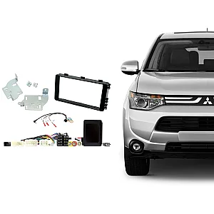 CTKMT14 Mitsubishi Outlander 2014 - 2018 Gloss Black Double Din Car Stereo Fitting Kit With 360 Camera Retention