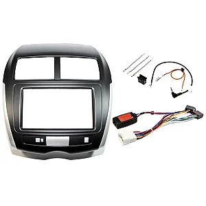 InCarTec FK-916 Mitsubishi ASX Double DIN Fitting Kit (Silver Trim WITHOUT HAZARD SWITCH)