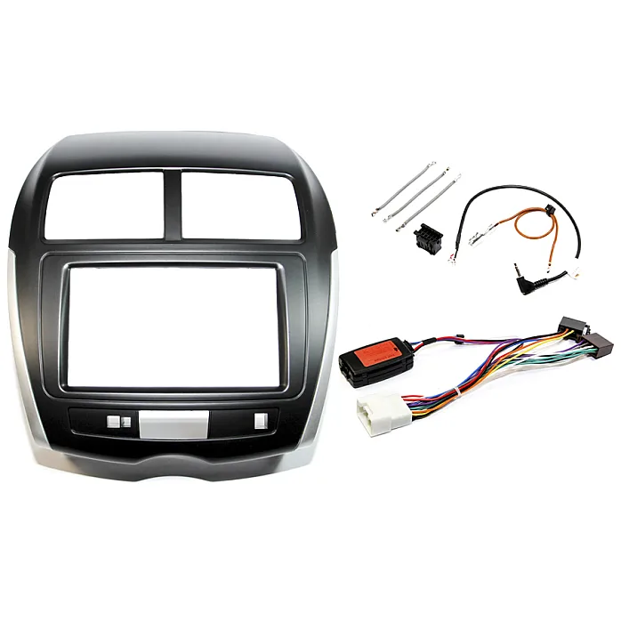 InCarTec FK-916 Mitsubishi ASX Double DIN Fitting Kit (Silver Trim WITHOUT HAZARD SWITCH)