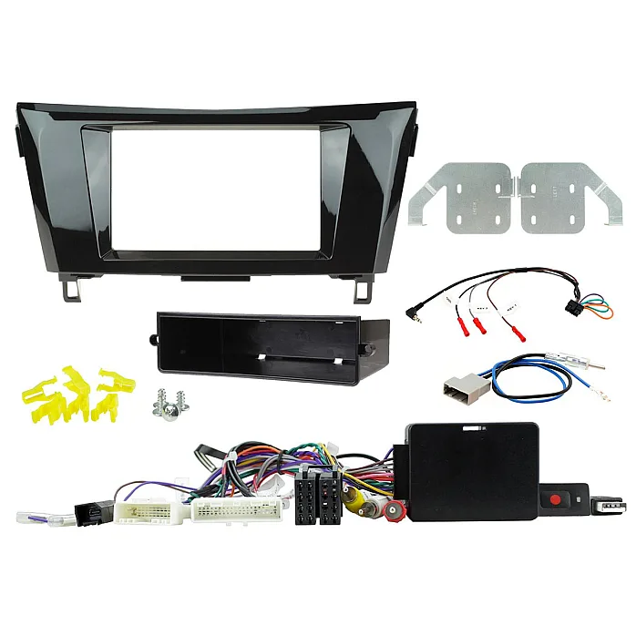 Connects2 CTKNS19 Nissan X-Trail Gloss Black Double Din Car Stereo Fascia Fitting Kit With 360 Camera Retention