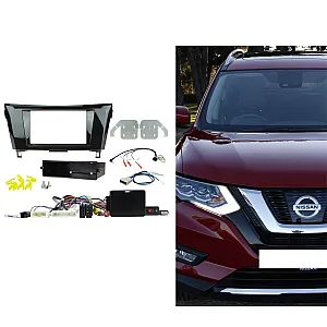 Connects2 CTKNS19 Nissan X-Trail Gloss Black Double Din Car Stereo Fascia Fitting Kit With 360 Camera Retention