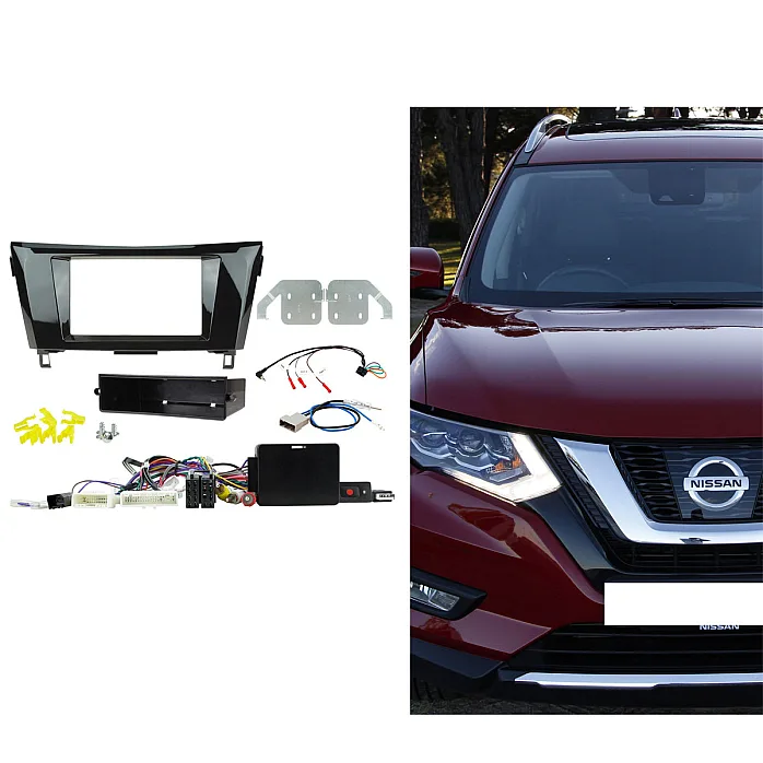 Connects2 CTKNS19 Nissan X-Trail Gloss Black Double Din Car Stereo Fascia Fitting Kit With 360 Camera Retention