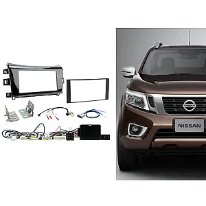 CTKNS20 Nissan Navara 2016 - 2019 Gloss Black Double Din Car Stereo Fascia Fitting Kit With 360 Camera Retention