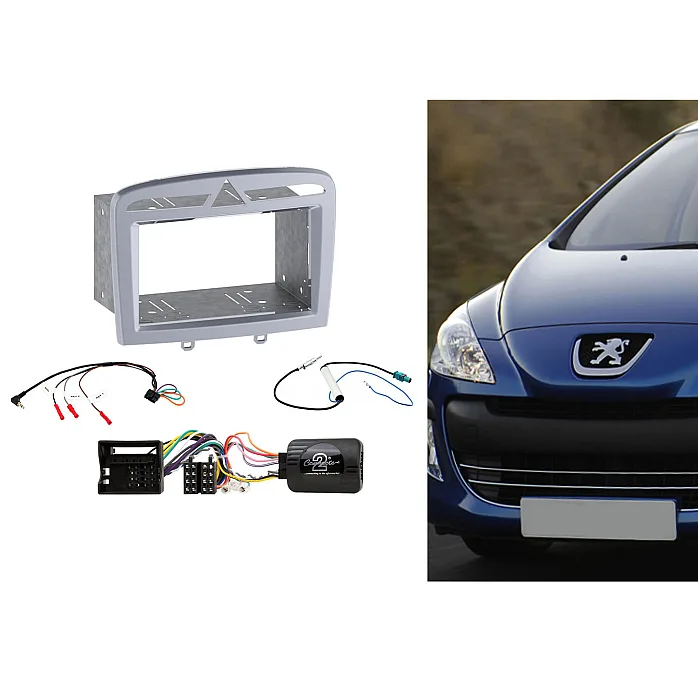 CTKPE06 Peugeot 308 (2007-2013) Silver Double Din Car Stereo Fascia Fitting Kit