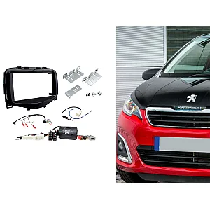 Peugeot 108 2014 - 2021 Piano Black Double Din Car Stereo Fascia Fitting Kit