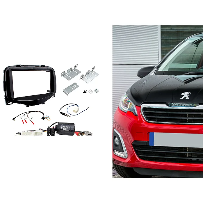 CTKPE07 Peugeot 108 2014 - 2021 Piano Black Double Din Car Stereo Fascia Fitting Kit