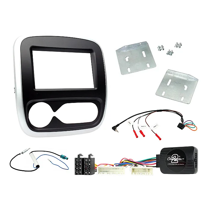 CTKRT10 Renault Trafic 2017 - 2019 Matt Black (with Silver Trim) Double Din Car Stereo Fascia Fitting Kit