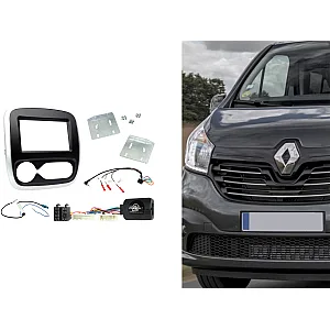 CTKRT10 Renault Trafic 2017 - 2019 Matt Black (with Silver Trim) Double Din Car Stereo Fascia Fitting Kit