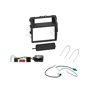 Renault Trafic 2011-2014 Black Double Din Car CD Stereo Fitting Kit, Fascia Stalk, Aerial Adaptor