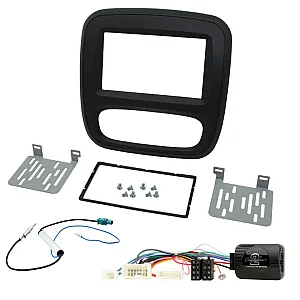 Renault Trafic 2013 - 2015 Black Double Din Car Stereo Fascia Steering Antenna Kit
