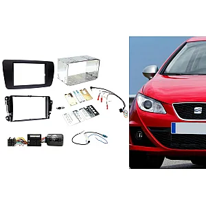 CTKST01 Seat Ibiza 2008-2014 (Azabache Black) Double Din Car Stereo Fitting Kit Fascia, Steering Control