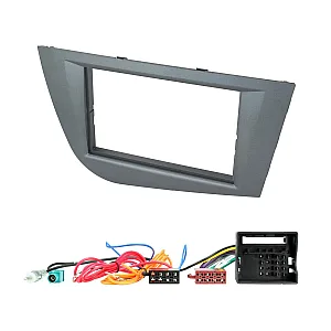 Seat Leon 2005-2012 Grey Double Din Car Stereo Fascia Fitting & Wiring Kit