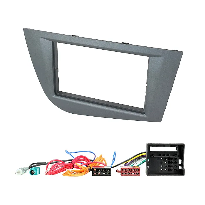 Seat Leon 2005-2012 Grey Double Din Car Stereo Fascia Fitting & Wiring Kit