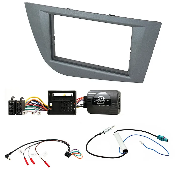 Seat Leon 2005 Onwards Double Din Car Stereo Fascia Panel & Steering Wheel Interface Kit