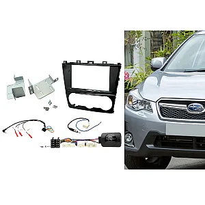 Subaru Forester, Impreza, XV Black Double Din Car Stereo Fascia Fitting Kit