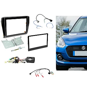 Suzuki Swift (2017-2021) Piano Black Double Din Stereo Fascia Fitting Kit