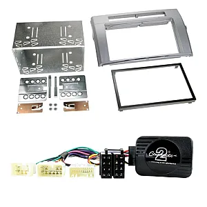 Toyota Corolla Verso 2004-2008 Double Din Stereo Fitting Kit, Fascia & Steering Stalk Control Silver