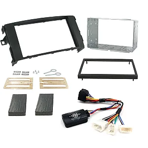 Toyota Auris 2007-2013  Double Din Stereo Fitting Kit, Fascia & Steering Stalk Control Black