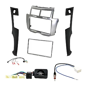Toyota Yaris 2007-2011 Double Din Car CD Stereo Silver Fascia Fitting Kit