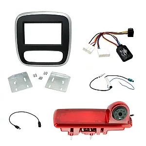 Vauxhall Vivaro (Silver/Black) Double Din Car Stereo Fascia Fitting Kit With Reverse Camera