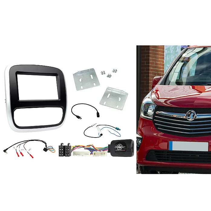 CTKVX38 Vauxhall Vivaro (2014-2018) Double Din Car Stereo Fascia Facia Fitting Kit (Silver/Black)
