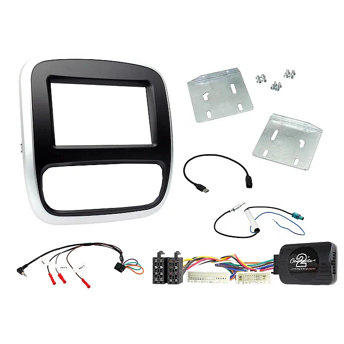 CTKVX38 Vauxhall Vivaro (2014-2018) Double Din Car Stereo Fascia Facia Fitting Kit (Silver/Black)