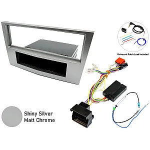 Vauxhall Corsa D Single DIN Car Stereo Fitting Kit with SWC (Shiny Silver/ Chrome)
