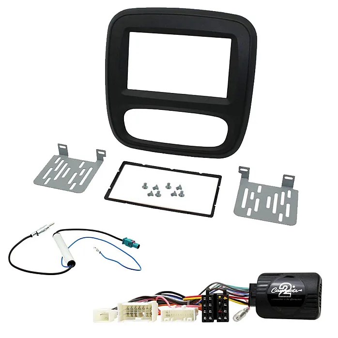 Vauxhall Vivaro 2014-2018 Black Double Din Car Stereo Fascia Steering Antenna Fitting Kit