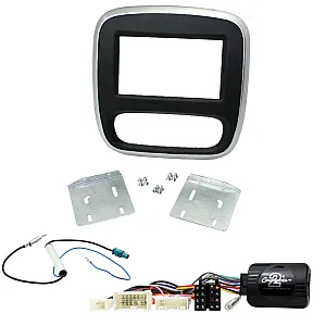 Vauxhall Vivaro 2014-2018 (Black/Silver) Double Din Car Stereo Fascia Steering Antenna Fitting Kit