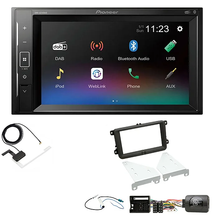 Volkswagen EOS, Fusca, Golf, Jetta Pioneer DAB Digital Radio, 6.2" Screen Bluetooth Stereo Upgrade Kit