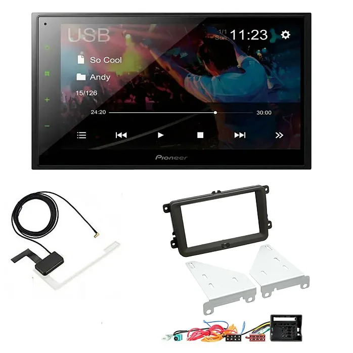 VW Caddy, Eos, Fusca, Golf, Jetta, Magotan Pioneer 6.8" Screen Bluetooth WebLink USB DAB Radio Upgrade Kit