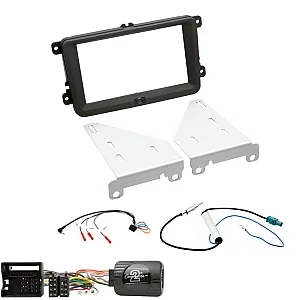 VW Transporter 2009-2015 Double Din Car CD Stereo Can-Bus Wiring Fitting Kit, Fascia, Steering Control