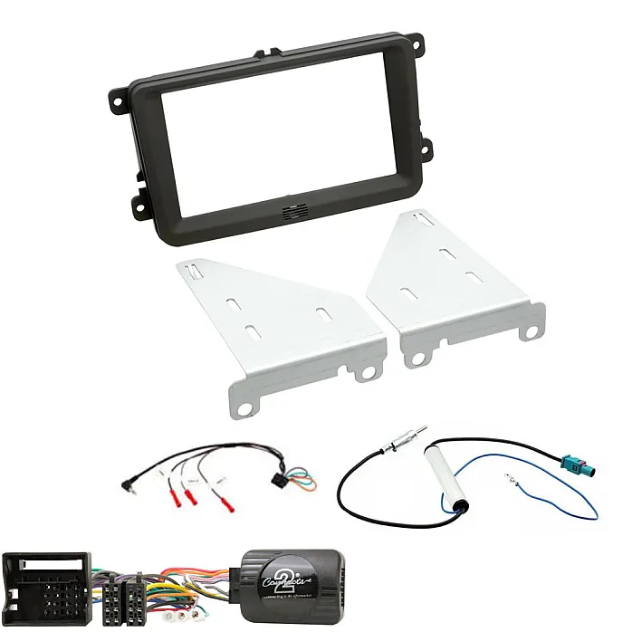 VW Transporter 2009> Double Din Car CD Stereo Can-Bus Wiring Fitting Kit, Fascia, Steering Control