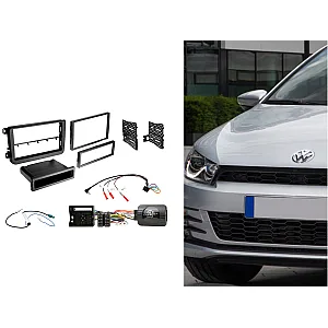 CTKVW05 Volkswagen Black Double / Single Din Car Stereo Fascia Steering Control Fitting Kit