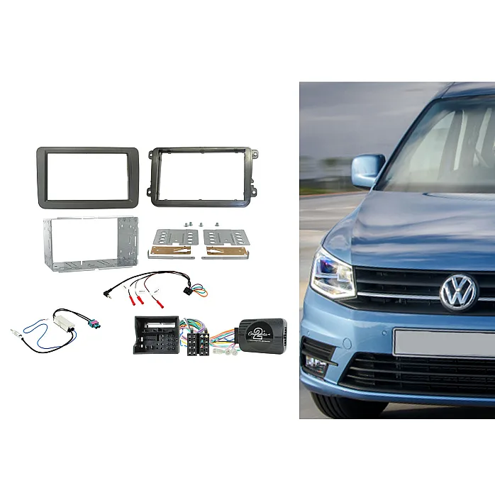 CTKVW16 VW Beetle, Caddy, Jetta, Sharan, T-6, Tiguan Double Din Car Stereo Fitting Kit Grey
