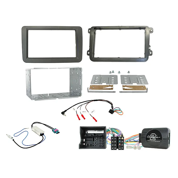 CTKVW16 VW Beetle, Caddy, Jetta, Sharan, T-6, Tiguan Double Din Car Stereo Fitting Kit Grey