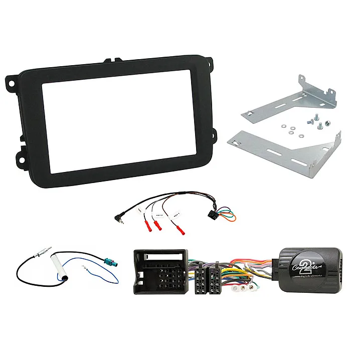 Volkswagen Car Stereo Double Din Fascia, Steering Control Interface, Aerial Fitting Kit With DAB Aerial