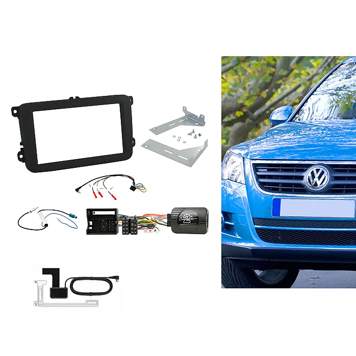 Volkswagen Car Stereo Double Din Fascia, Steering Control Interface, Aerial Fitting Kit With DAB Aerial