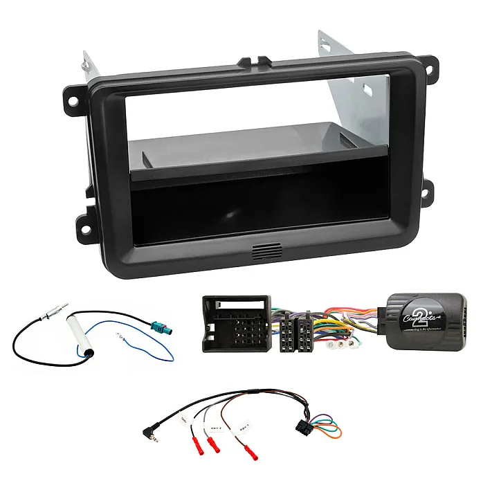 VW Caddy, EOS, Fusca, Golf V/VI Single/Double Din Fascia, Steering Control Aerial Fitting Kit
